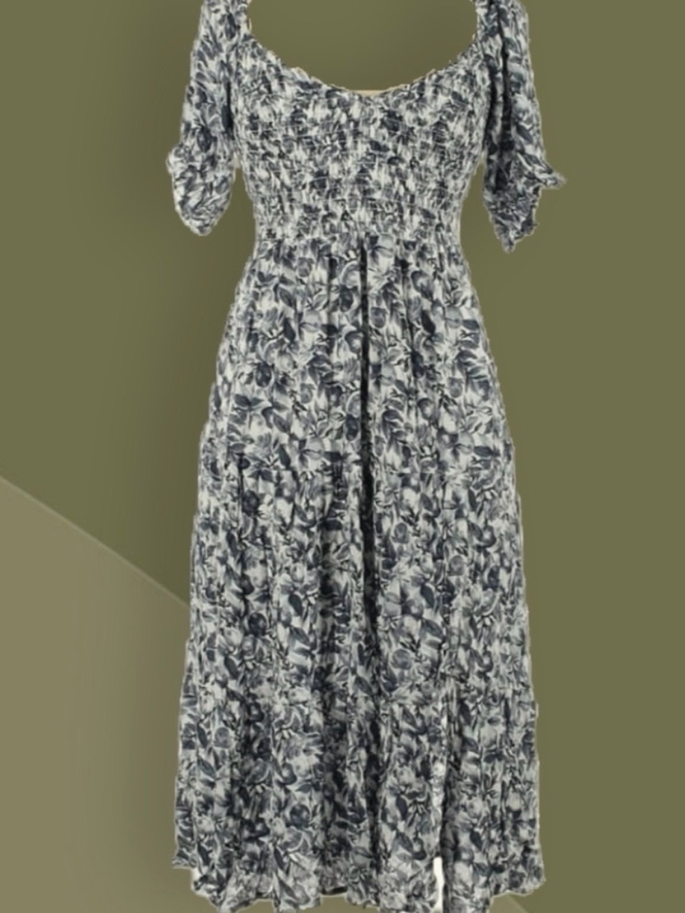 🍋✨ Abercrombie And Fitch Viral Ruched Midi Dress In Blue Fruit